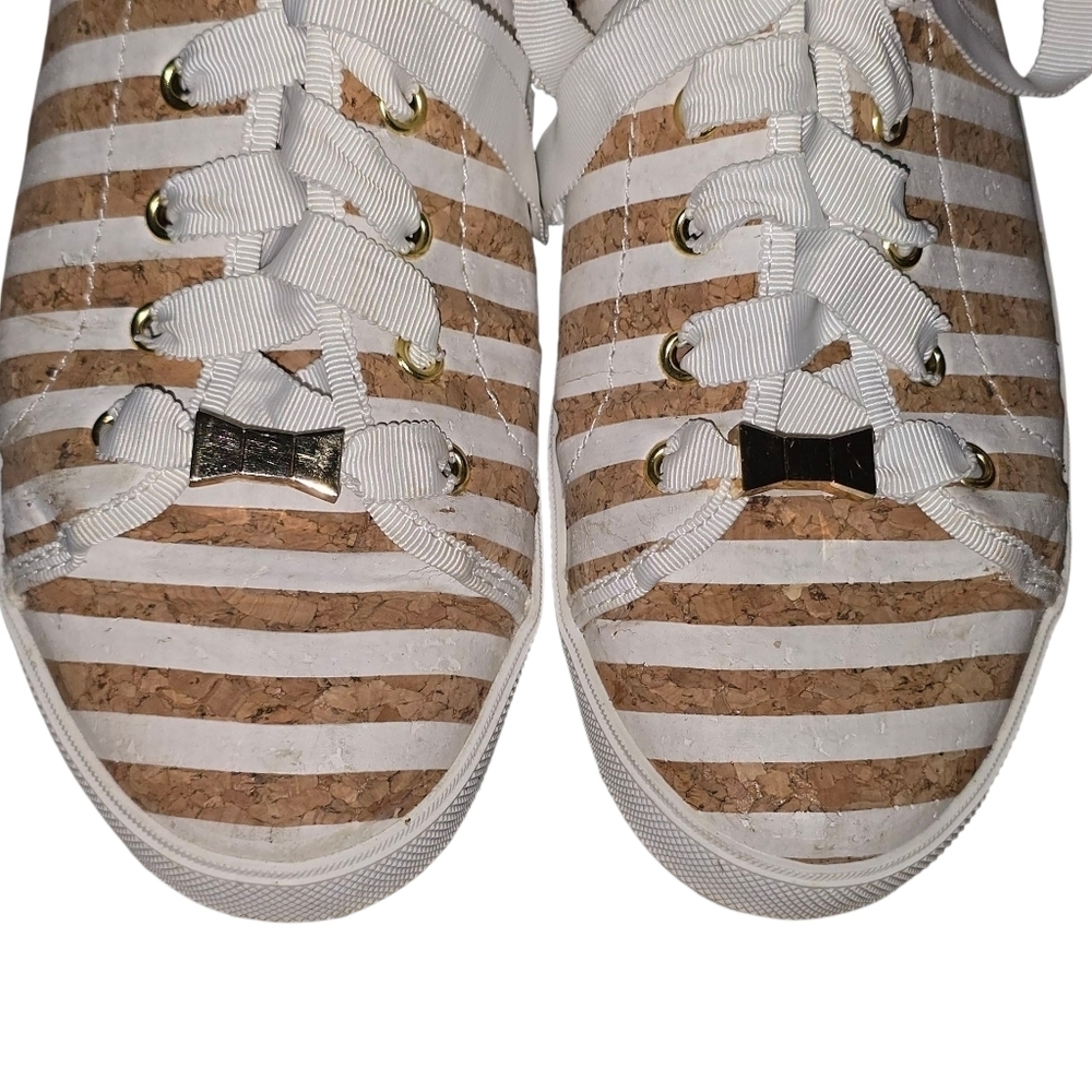 Kate Spade New York Lodero Tan and White Striped Fashion Sneakers 8.5 - Picture 4 of 10